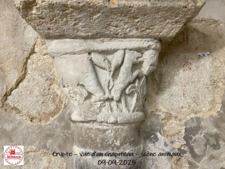 CRYPTE - VUE D'UN CHAPITEAU - SCENE ANIMAUX